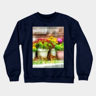 Flowerpots with Autumn Flowers Crewneck Sweatshirt